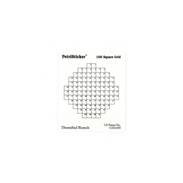 Petri Stickers, 100 Sq Grid, 3" Dia, 36/pk, 36PK